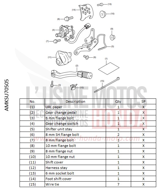 KIT,DCT PEDAL SHIFT de Africa Twin DCT PEARL GLARE WHITE (NHB53H) de 2022